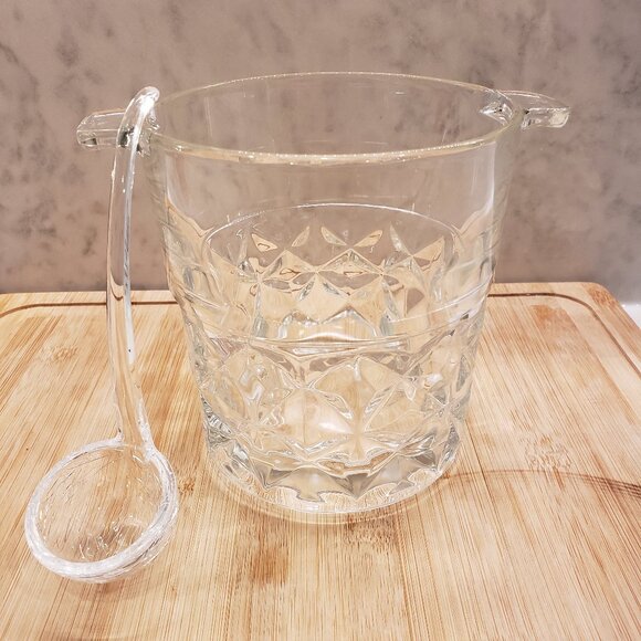 Vintage French Glass Ice Bucket with Design - Picture 1 of 9